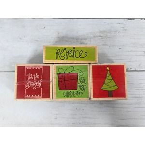 Lot of 4 Studio G Holiday Rubber Stamps Christmas Kolette Hall Gift rejoice